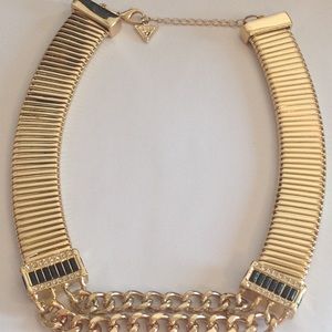 New Guess Gold Black Stones Statement Necklace